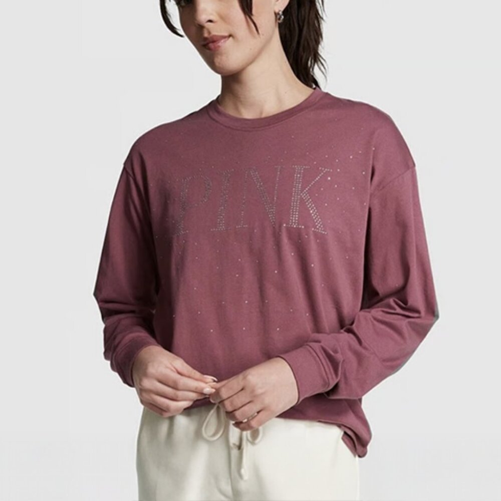 Victoria's Secret PINK Campus Long Sleeve Tee (Morning Rose Shine)